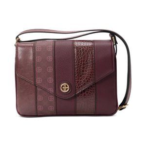 NWT GIANI BERNINI Colorblock Croc-embossed Crossbody in Wine